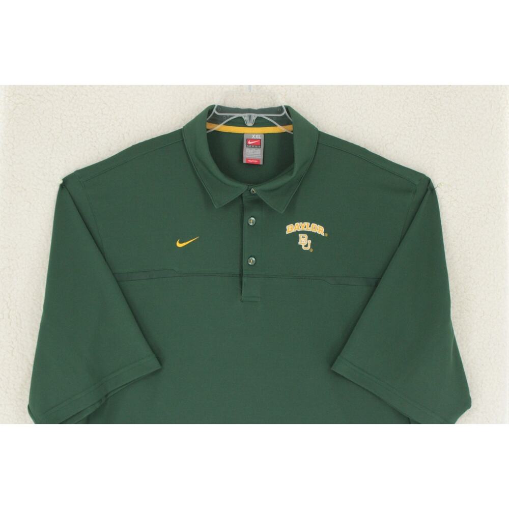 Baylor Polo Nike Dri-Fit BU University Team Shirt Mens 2XL Dark Green Bears Fan